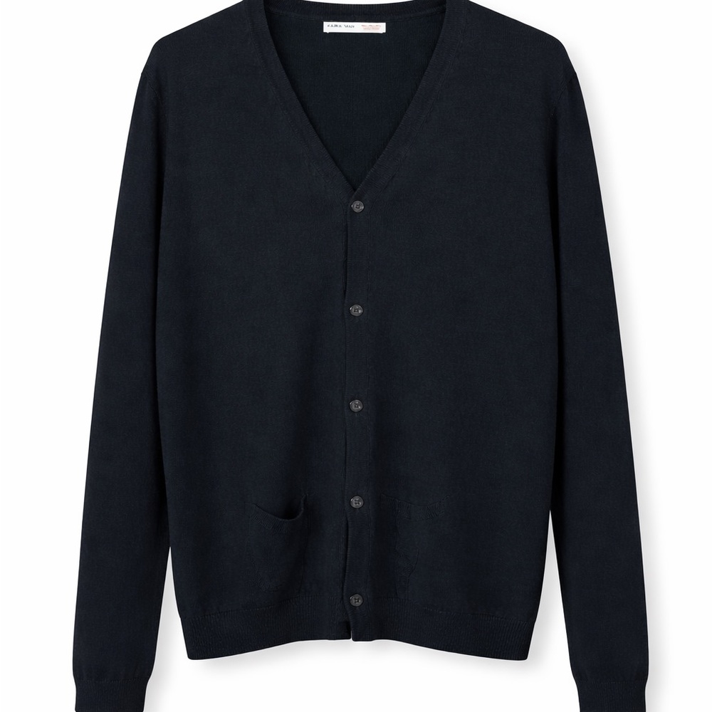 Zara Man Navy Cardigan with Pockets